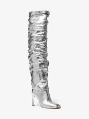 Kelsea Crackled Metallic Leather Slouchy Boot