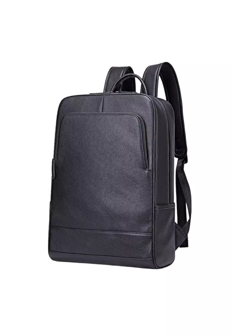 Lara Men's Retro Plain Cow Leather Business Backpack