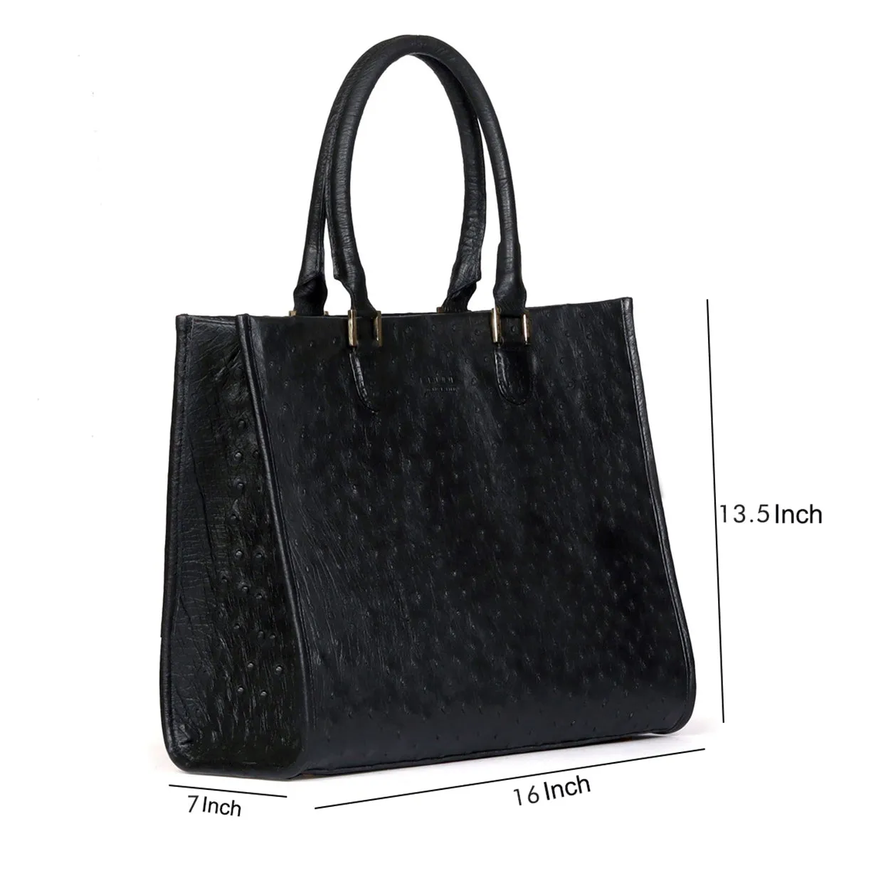 Large Hand Bag/Shopping Bag in Black Real Ostrich Leather