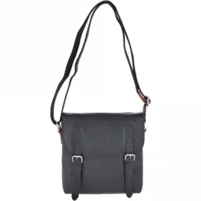 Leather Vintage Flight Shoulder Bag Black/mud : F-84