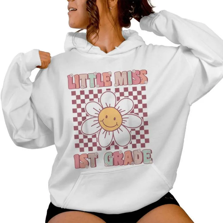 Little Miss 1St Grade Cute Groovy First Grade Back To School Women Hoodie