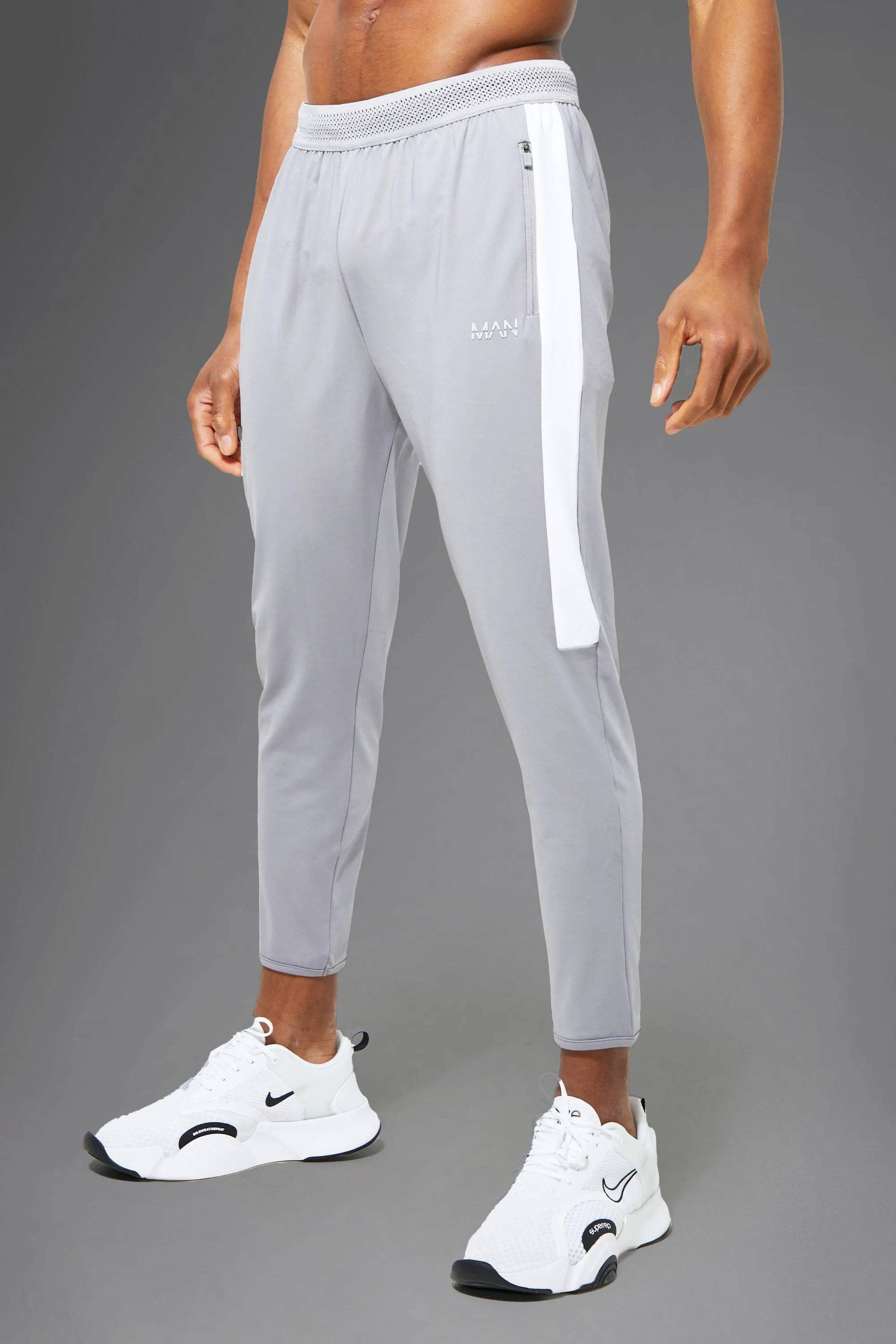 Man Active Cropped Joggers With Side Panel | boohooMAN UK