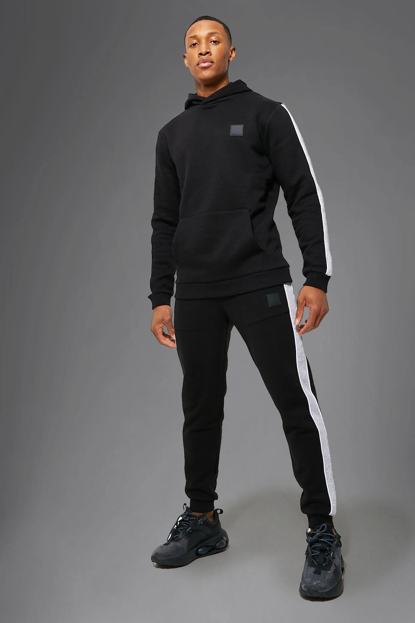 Man Active Stripe Hooded Tracksuit