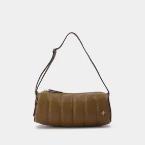 Manu Atelier  Padded Cylinder Bag in Brown Leather