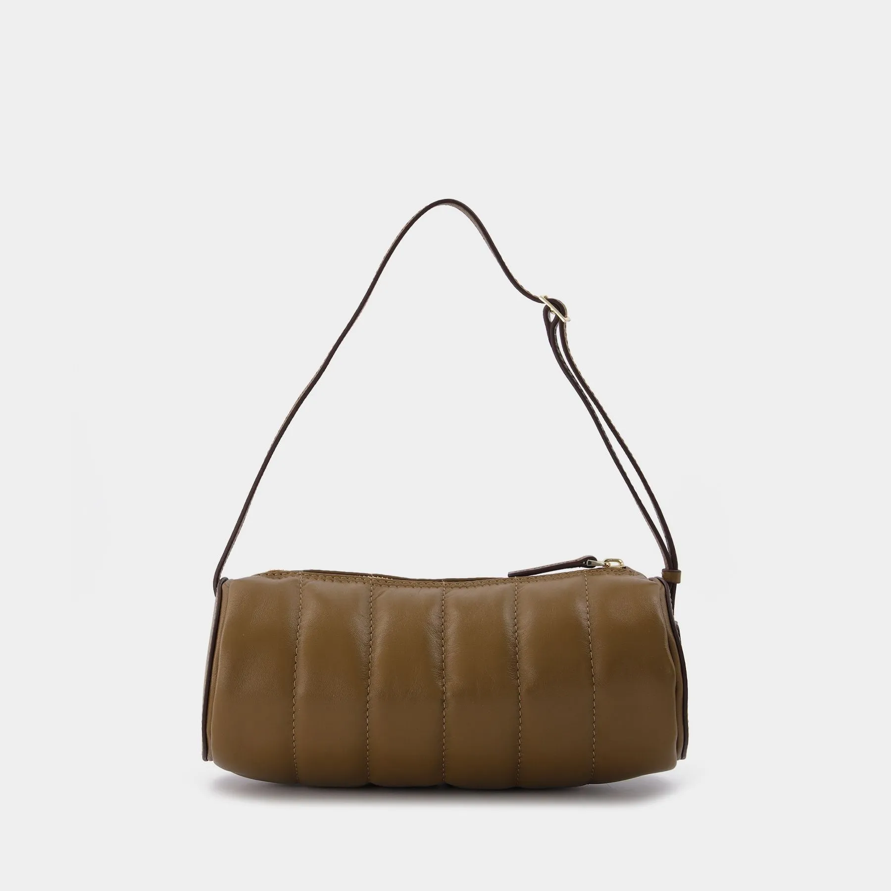 Manu Atelier  Padded Cylinder Bag in Brown Leather