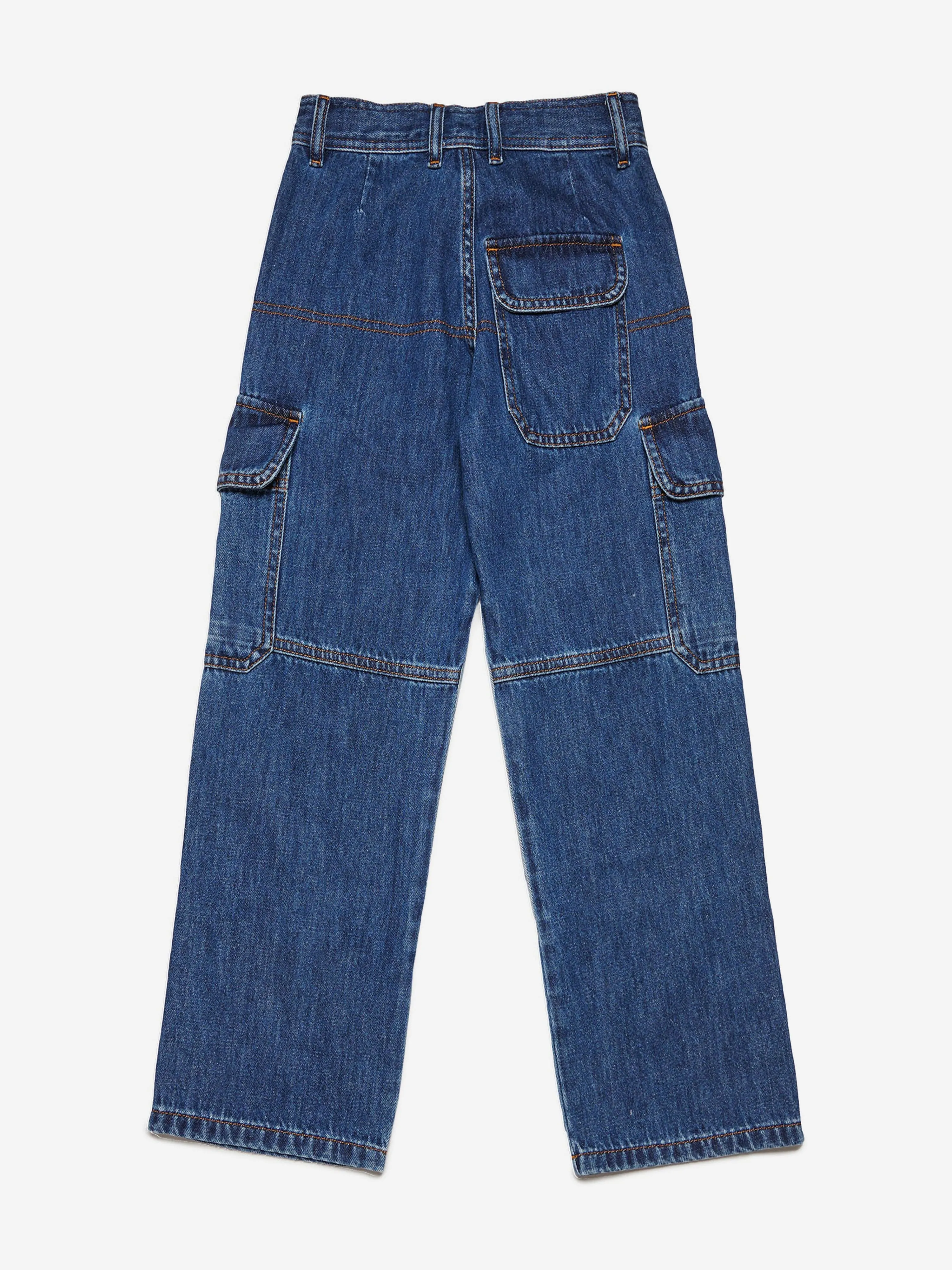 MARNI Kids Two-Tone Cargo Jeans in Blue