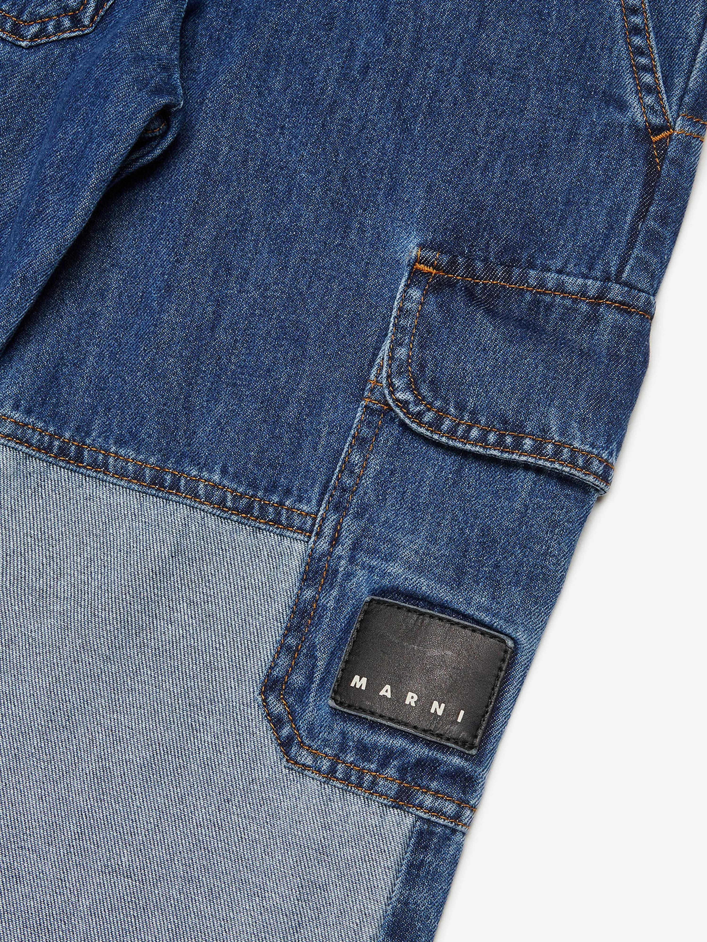 MARNI Kids Two-Tone Cargo Jeans in Blue