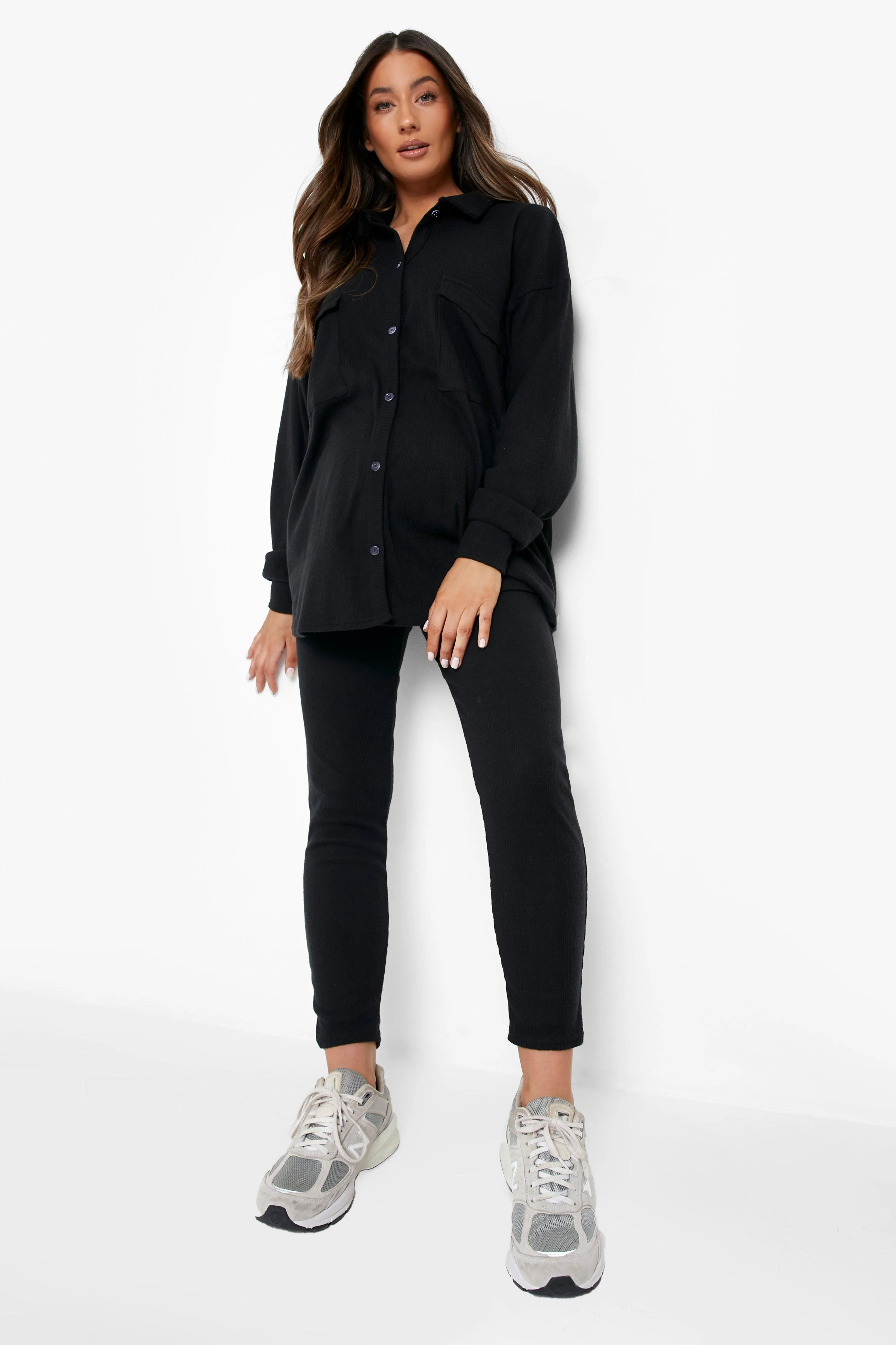 Maternity Super Soft Shacket And Leggings Set