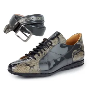 Mauri 8662 Studio Patent / Ostrich / Printed Python Sneakers Gray (SPECIAL ORDER)