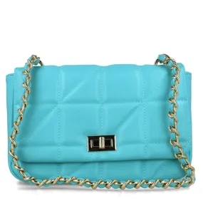 Menbur Hydra Turquoise Quilted Gold Chain Handbag