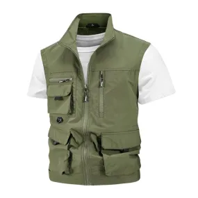 Men's Casual Outdoor Quick-drying Stand Collar Multi-pocket Vest (T-Shirt Excluded) 28472194M