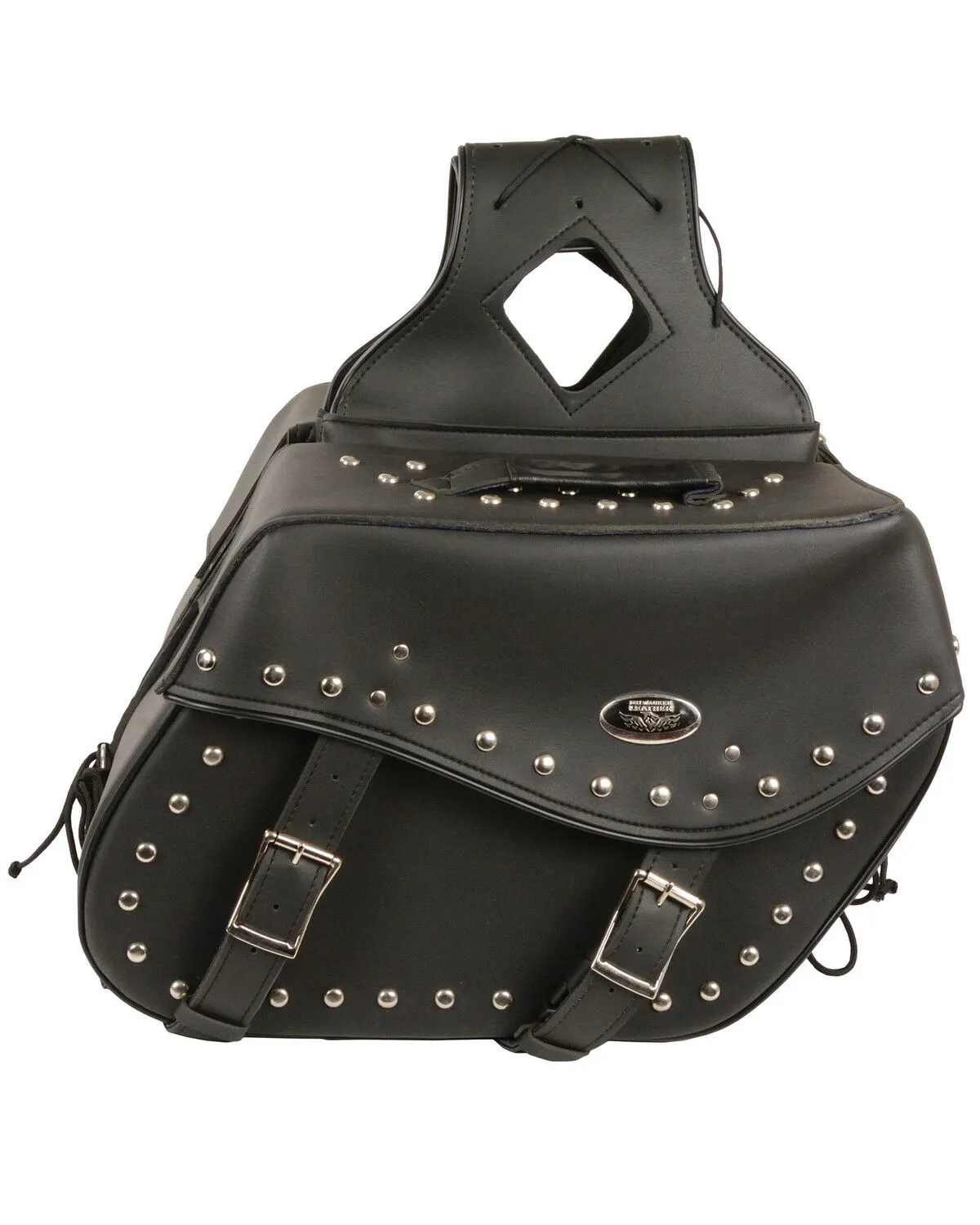 Milwaukee Leather Large Zip-Off Studded Throw Over Saddle Bag