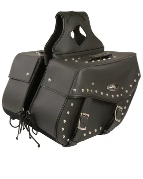 Milwaukee Leather Large Zip-Off Studded Throw Over Saddle Bag