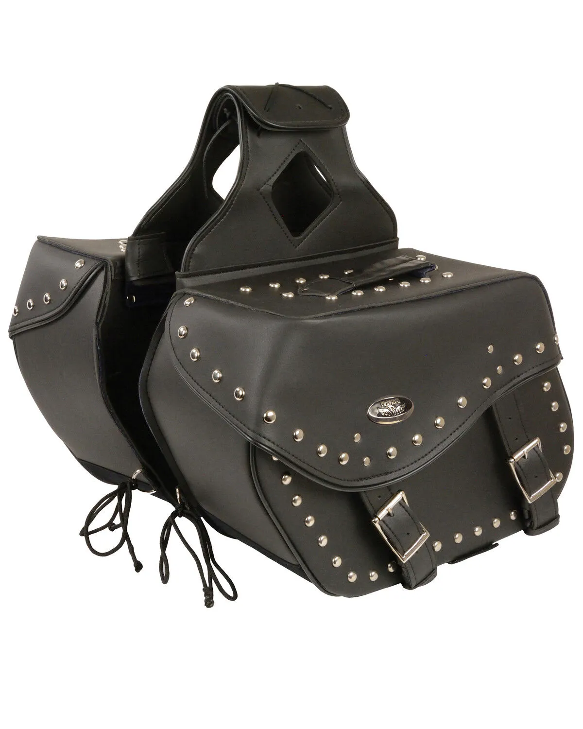 Milwaukee Leather Large Zip-Off Studded Throw Over Saddle Bag