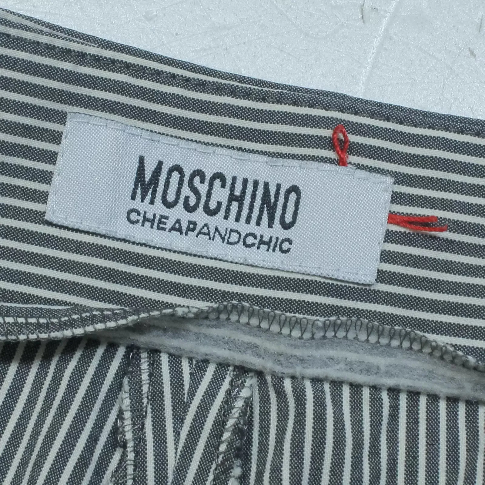 MOSCHINO CHEAP AND CHIC Striped Cropped Womens Trousers Grey Straight W30 L20