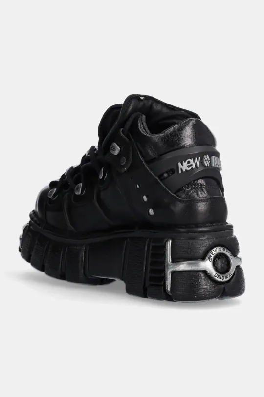 New Rock leather sneakers Itali Negro + Nomada Negro + Tower Negro Acero black color M-106-S1