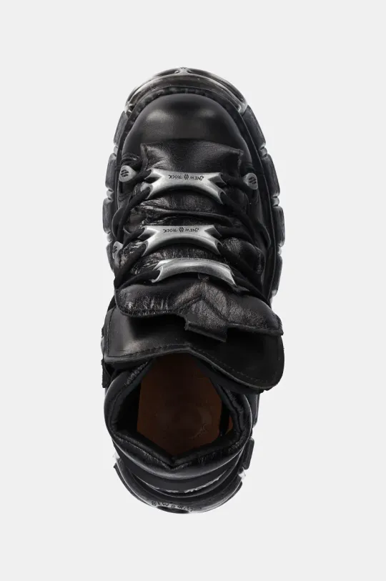 New Rock leather sneakers Itali Negro + Nomada Negro + Tower Negro Acero black color M-106-S1