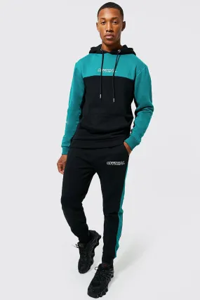 Official Colour Block Hooded Tracksuit | boohooMAN UK