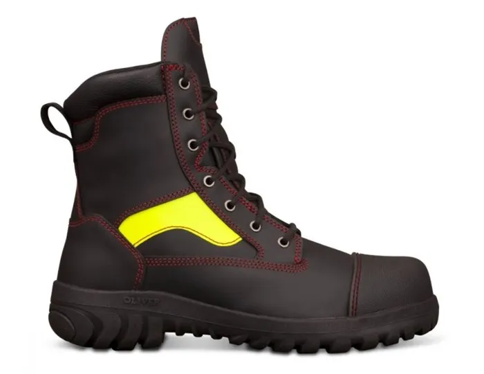 OLIVER HS66 Series Black 180mm Lace Up Wildland Fire Fighters Boot, Composite Toe Cap, Optional Lace In Zipper Attachment