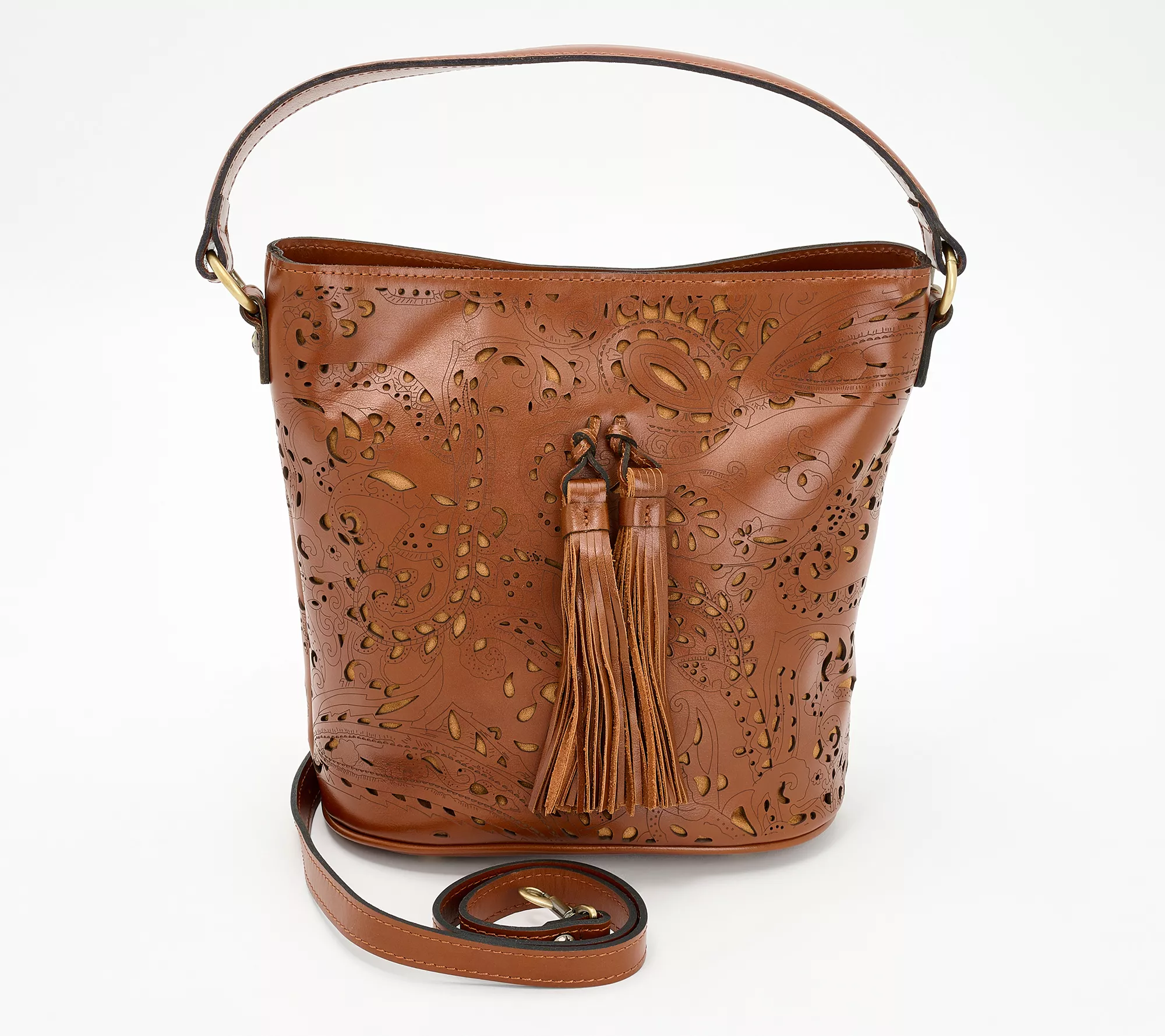 Patricia Nash Floral Cut Out Leather Lynne Bucket Bag