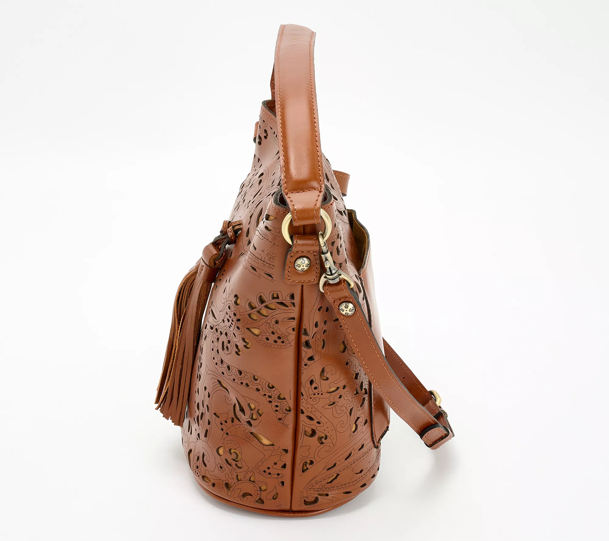 Patricia Nash Floral Cut Out Leather Lynne Bucket Bag