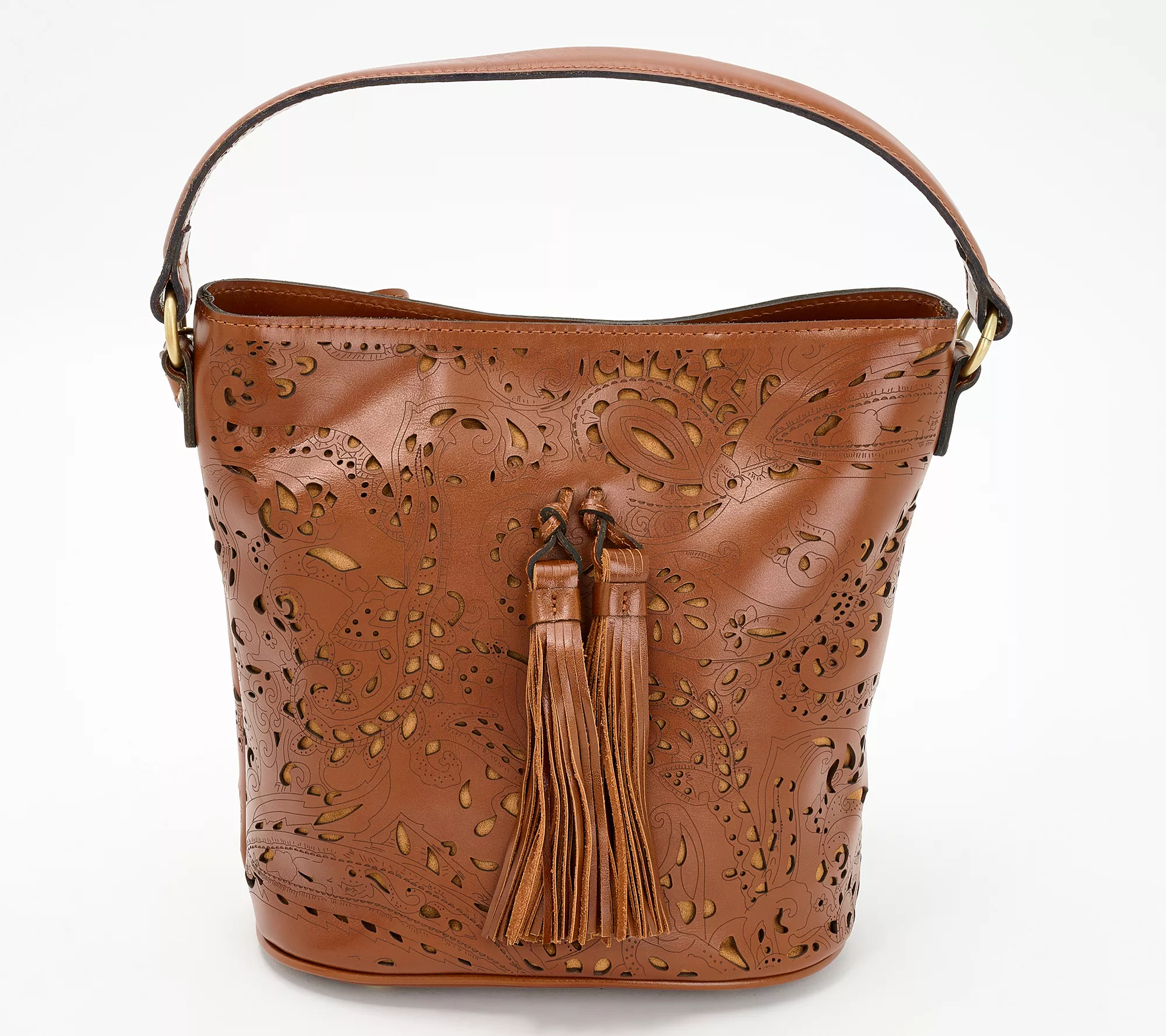 Patricia Nash Floral Cut Out Leather Lynne Bucket Bag