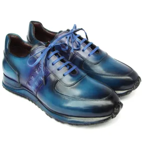 Paul Parkman Men's Patina Leather Sneakers Turquoise / Purple 