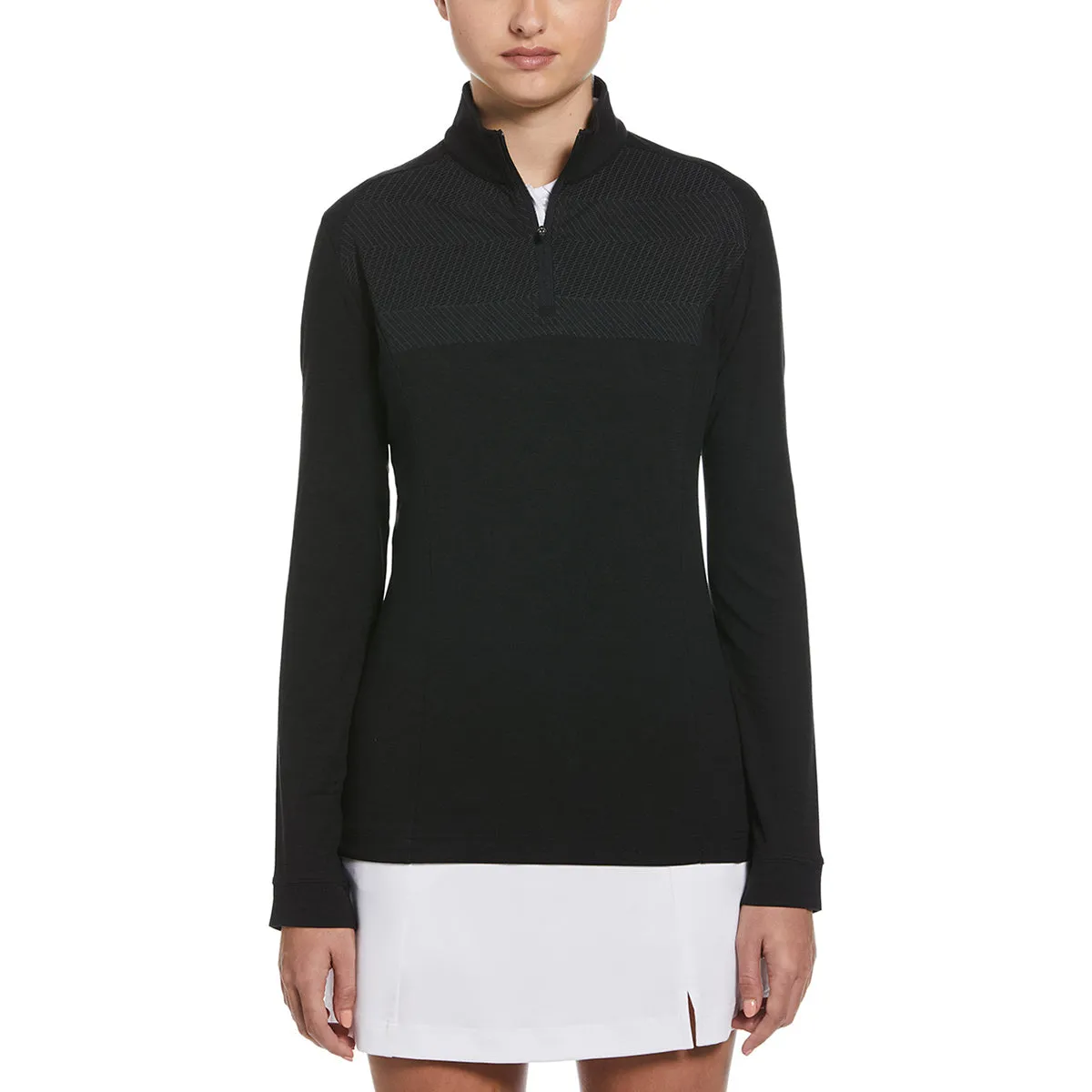 Perry Ellis Women's Black Heather 1/4 Zip Pullover