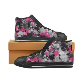 Pink and Grey Paint Splatter Hi-Top Women's Sneakers