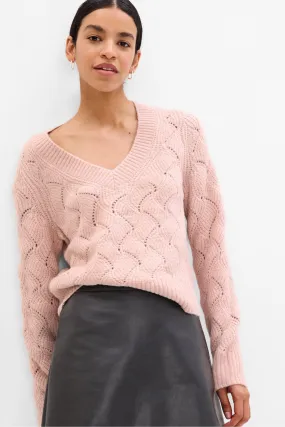 Pink V-Neck Jumper