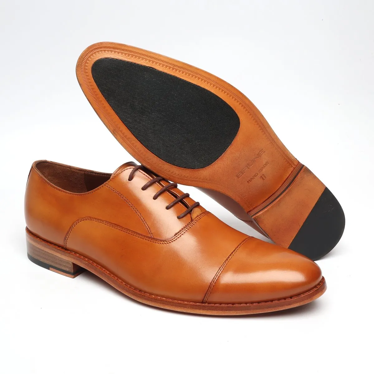 Police Uniform Shoes in Tan Leather with Leather Sole By Brune & Bareskin