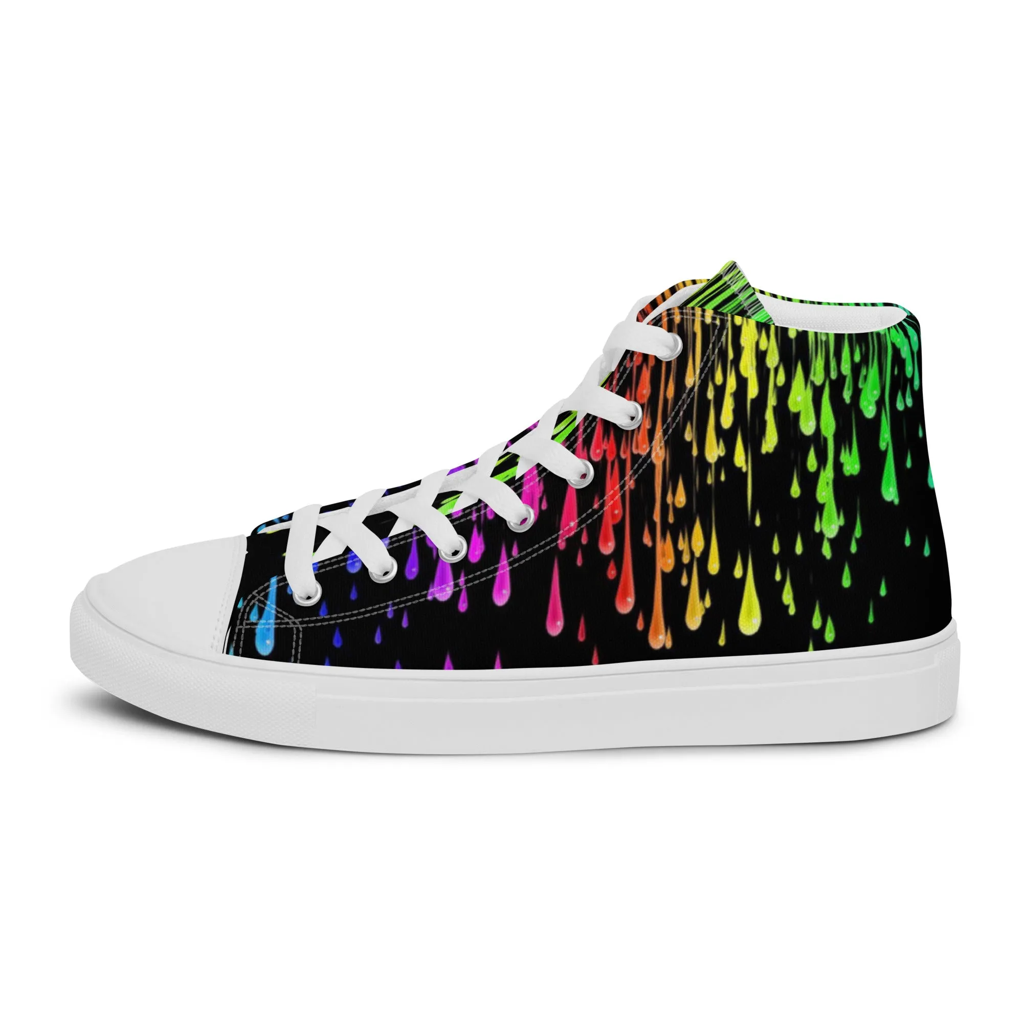 Rainbow Drip Women’s High Top Canvas Shoes