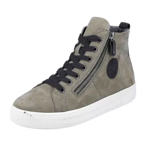 Remonte D0972-54 Women's Green High-Top Sneakers with Zipper and Laces