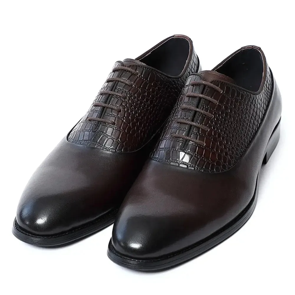 ROSSI X - Luxury two tone leather red bottom oxford shoes for men