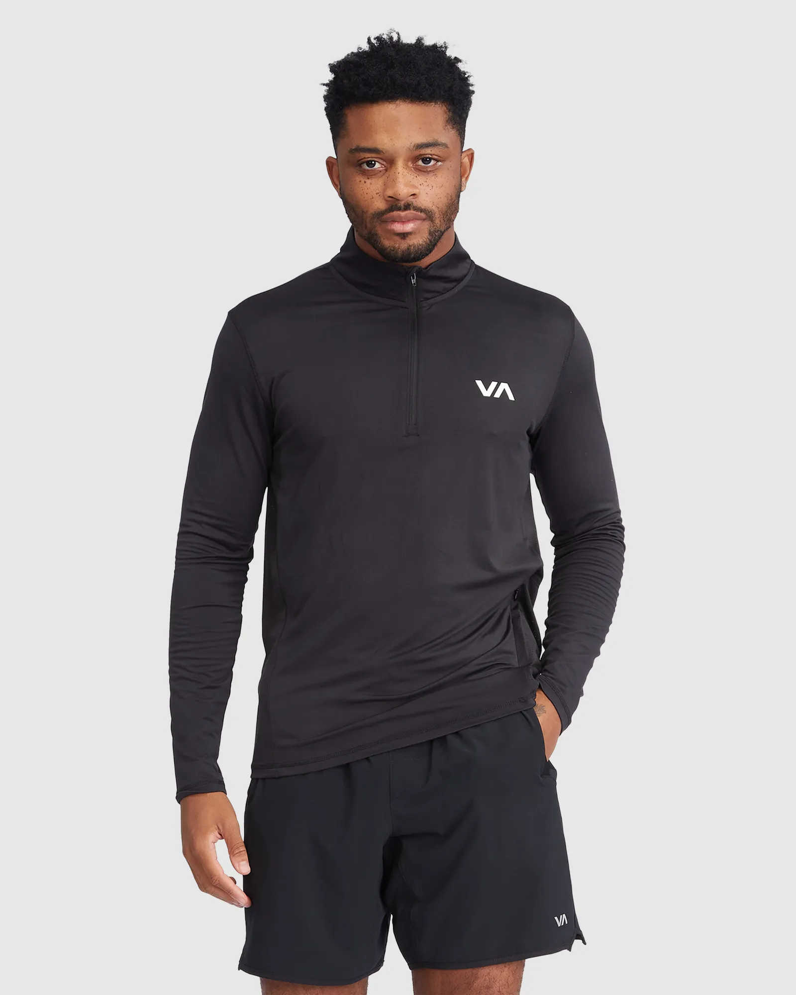 Rvca Sport Vent Ls Half Zip Pullover - Black | SurfStitch