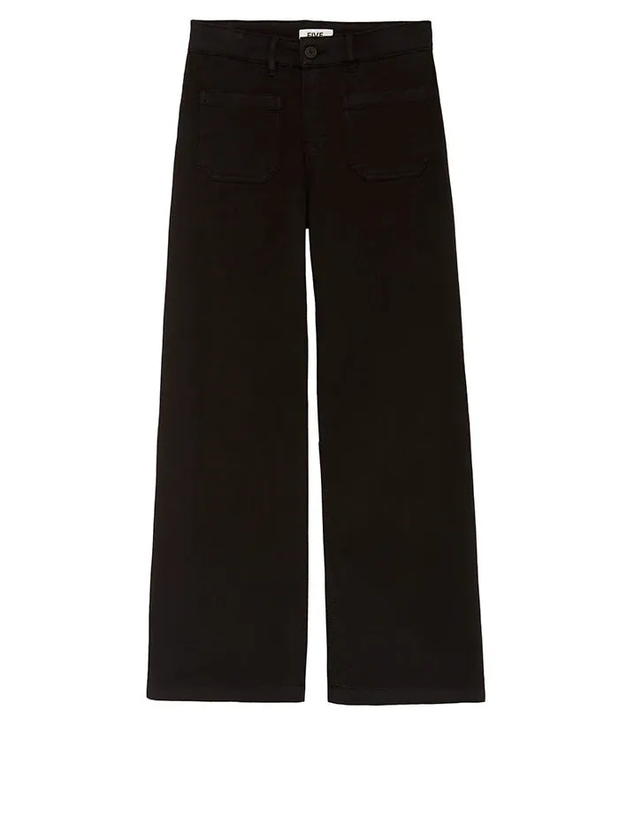 Sacs of Ashbourne   Five Denim Luca Wide Leg Trousers -Black