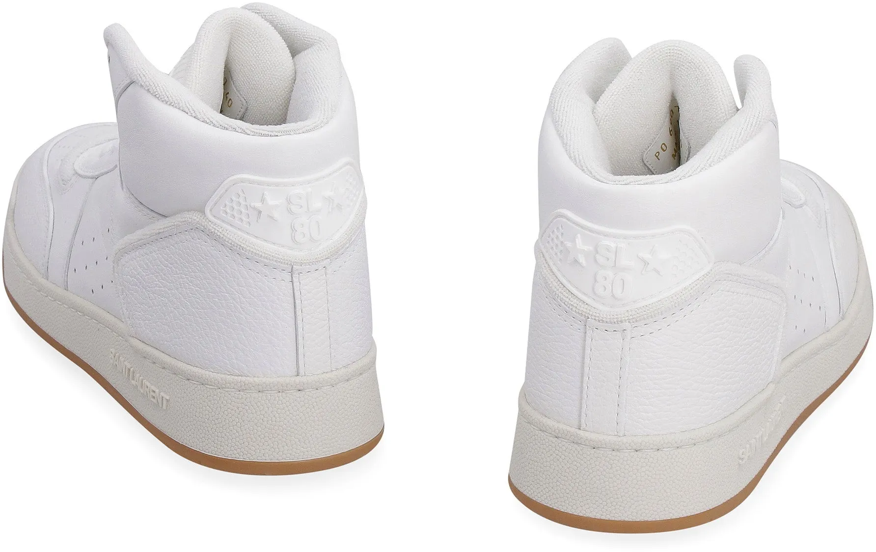 SAINT LAURENT White Leather High-Top Sneakers