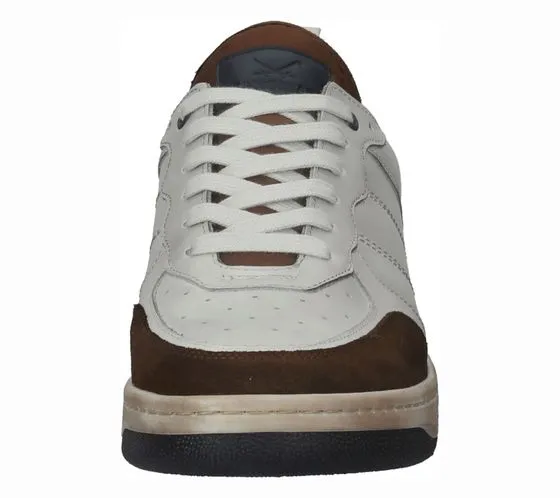 SANSIBAR sneakers uomo in vera pelle scarpe stringate alla moda 1096498 bianco/marrone/blu