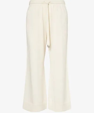 SIMKHAI Womens Ivory Celine straight-leg cotton-cashmere knitted trousers