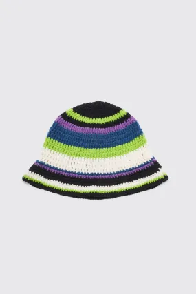 Stripe Crochet Bucket Hat | boohooMAN UK