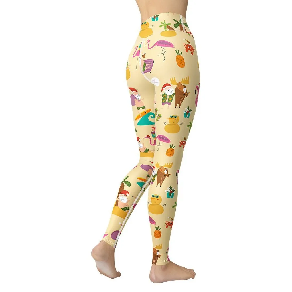 Summery Christmas Yoga Leggings