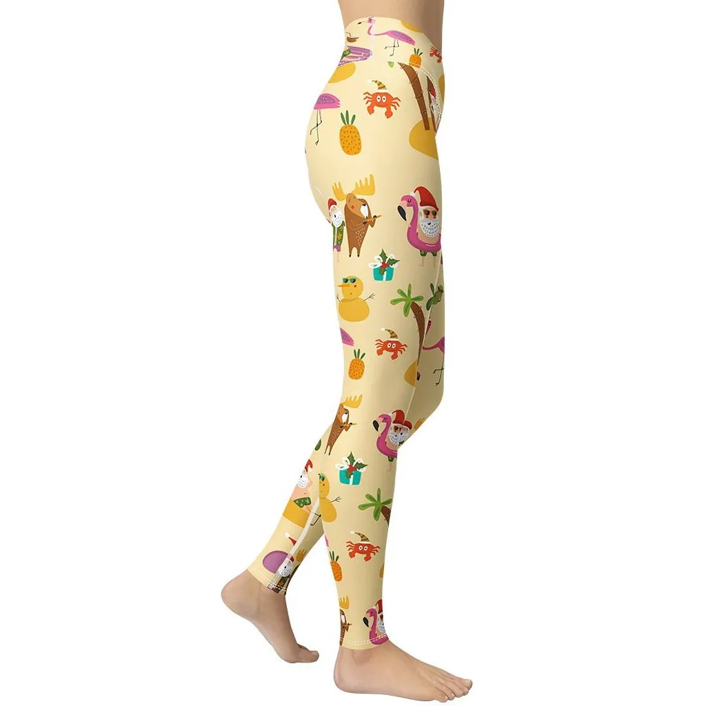 Summery Christmas Yoga Leggings