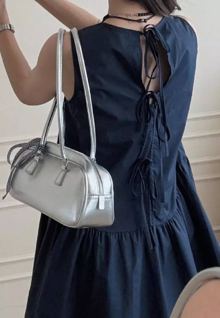 Sunnydaysweety French style simple round neck vest dress K0613020BL