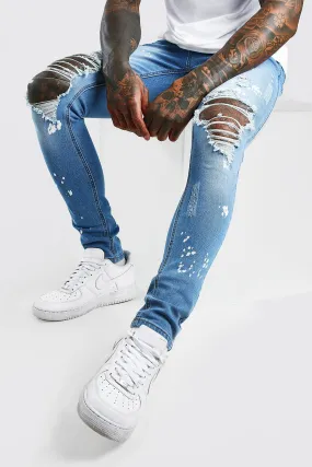 Super Skinny Bleach Splitter Distressed Jeans