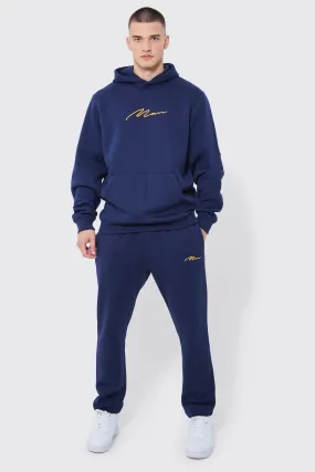 Tall Man 3d Embroidery Hooded Tracksuit | boohooMAN UK