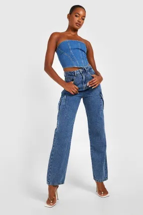 Tall Mid Wash Cargo Boyfriend Jeans