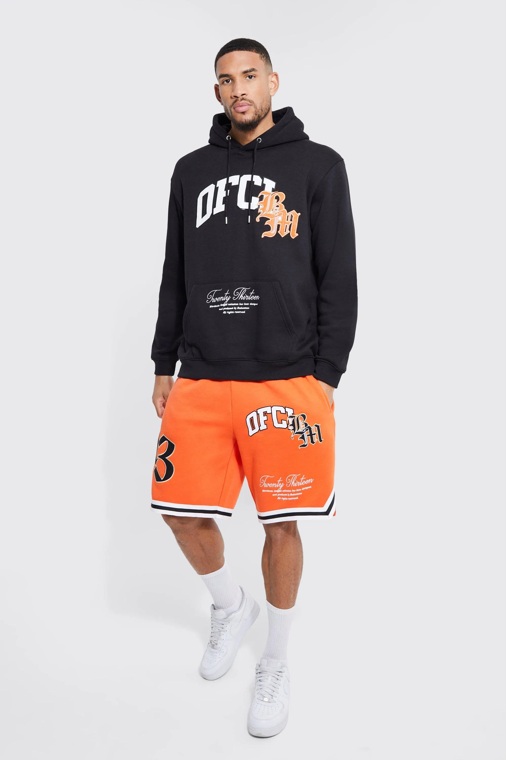 Tall Oversized Varsity Sports Tape Tracksuit | boohooMAN UK