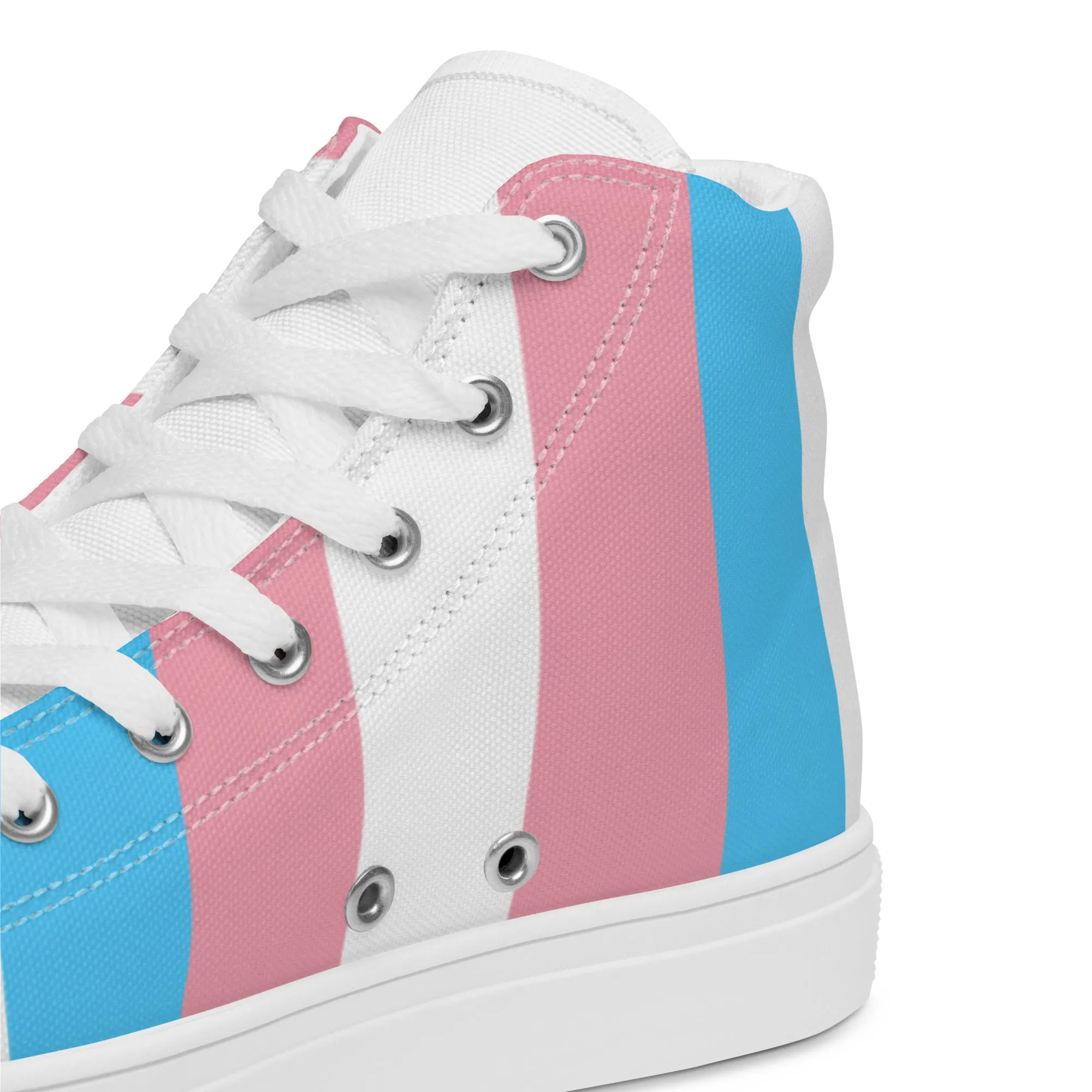 Teen + Blue Pink White All Over Trans Pride High-Top Canvas Sneakers