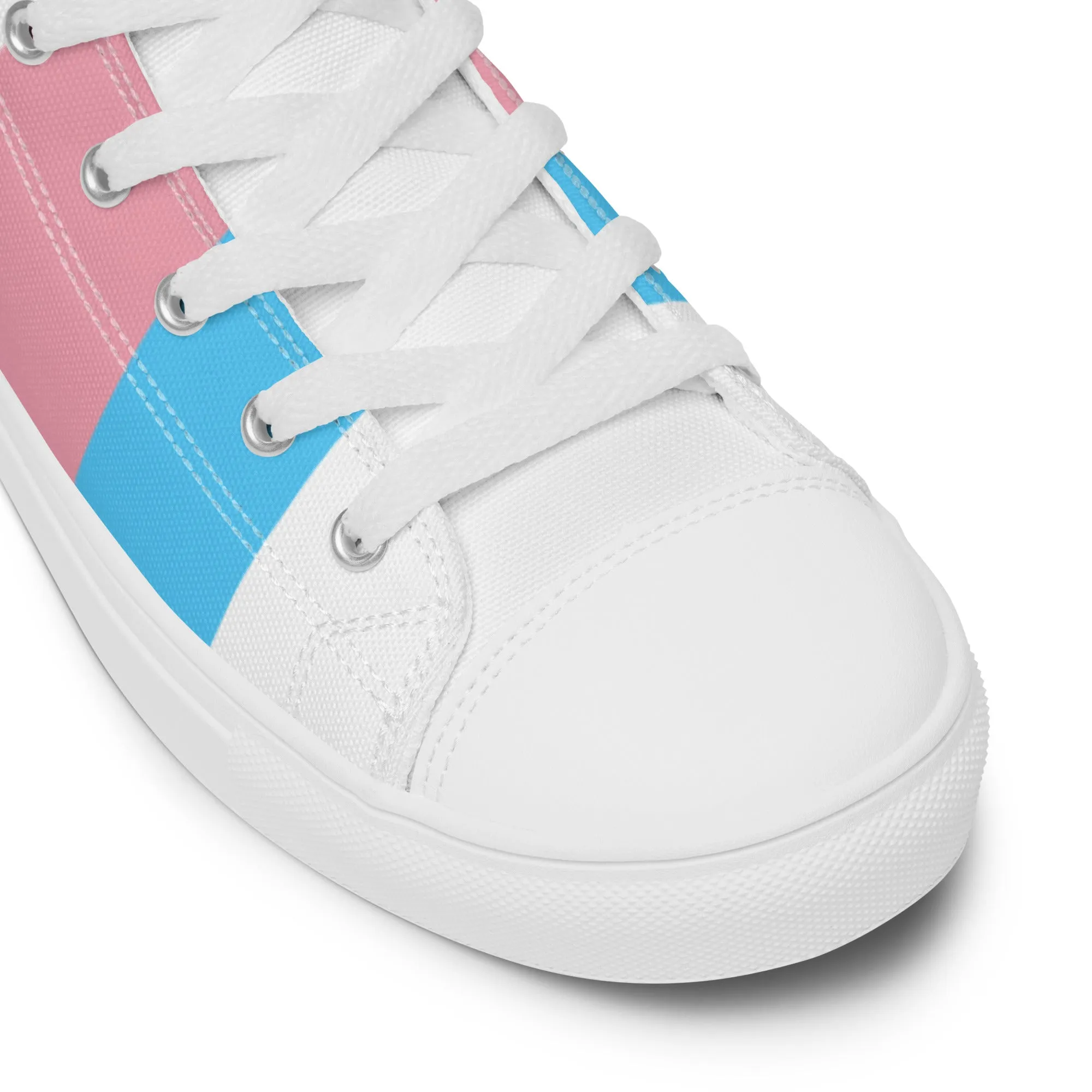 Teen + Blue Pink White All Over Trans Pride High-Top Canvas Sneakers