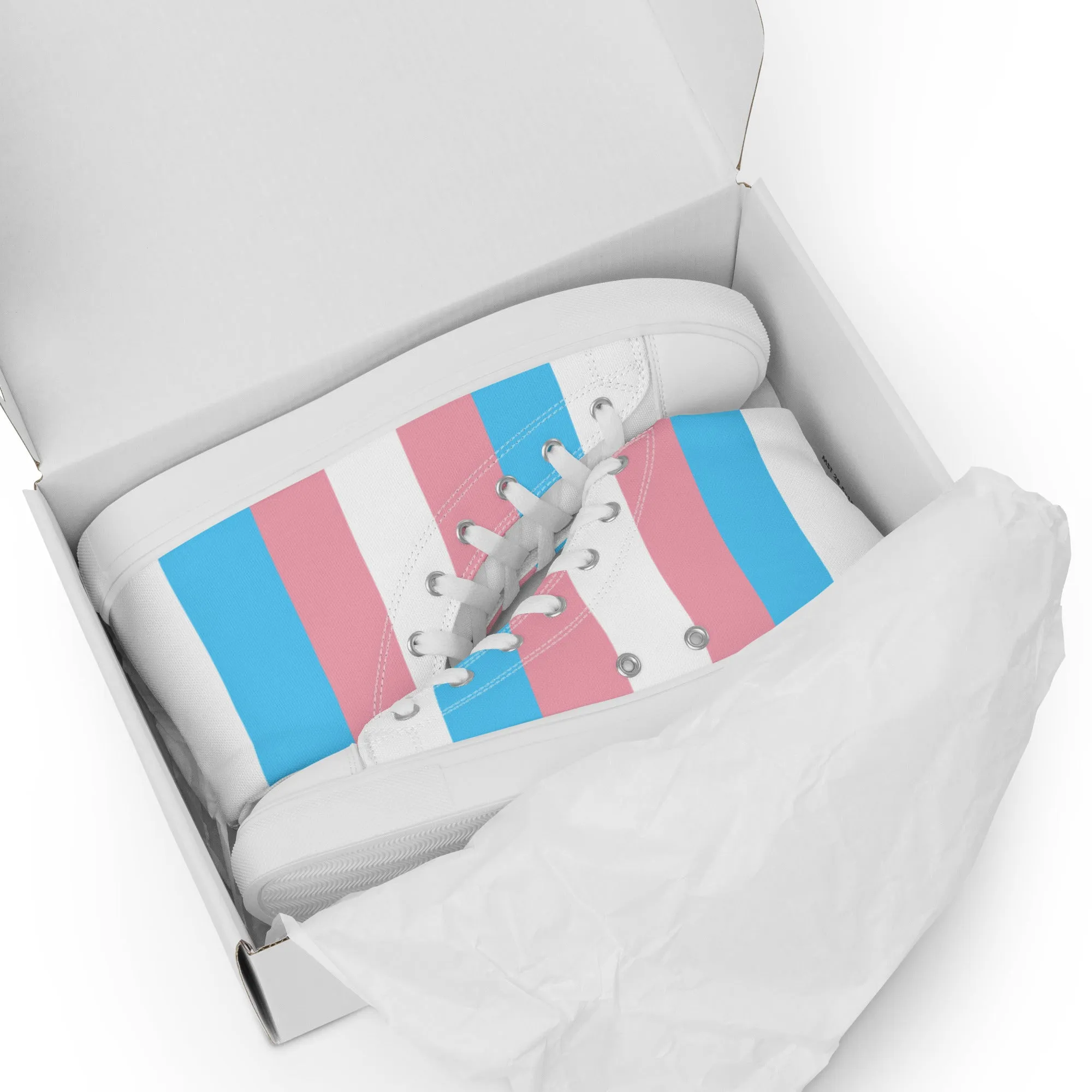 Teen + Blue Pink White All Over Trans Pride High-Top Canvas Sneakers